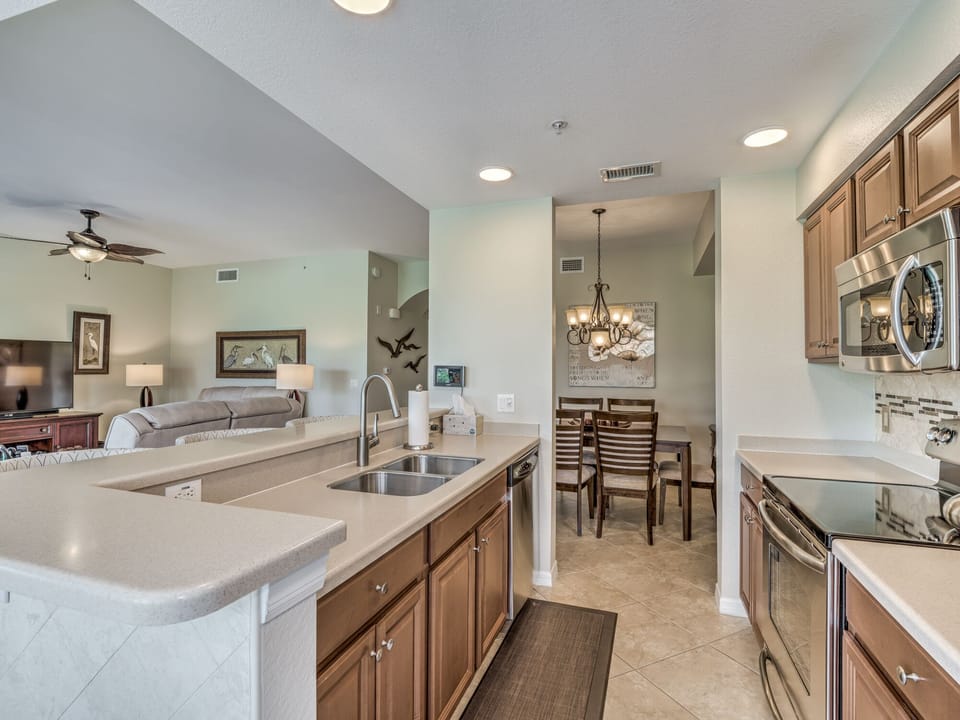 Open kitchen and living area
