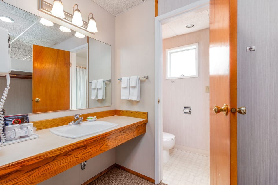 Economy room, 1 Queen bed, No View | Bathroom | Combined shower/tub, free toiletries, hair dryer, towels