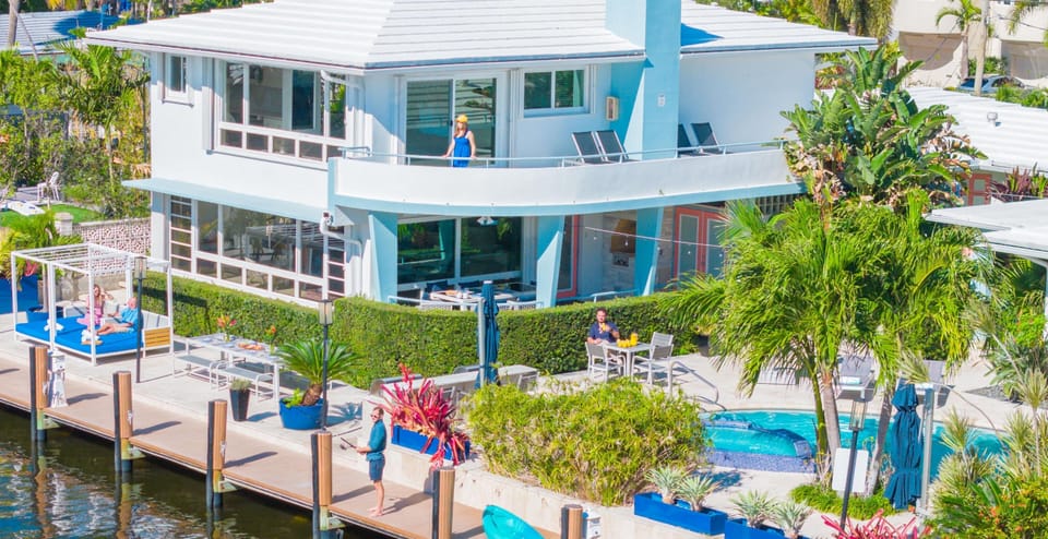 This secluded retreat consists of 6 bedrooms in 4 suites, many lounge spaces, heated pool, grilling area.