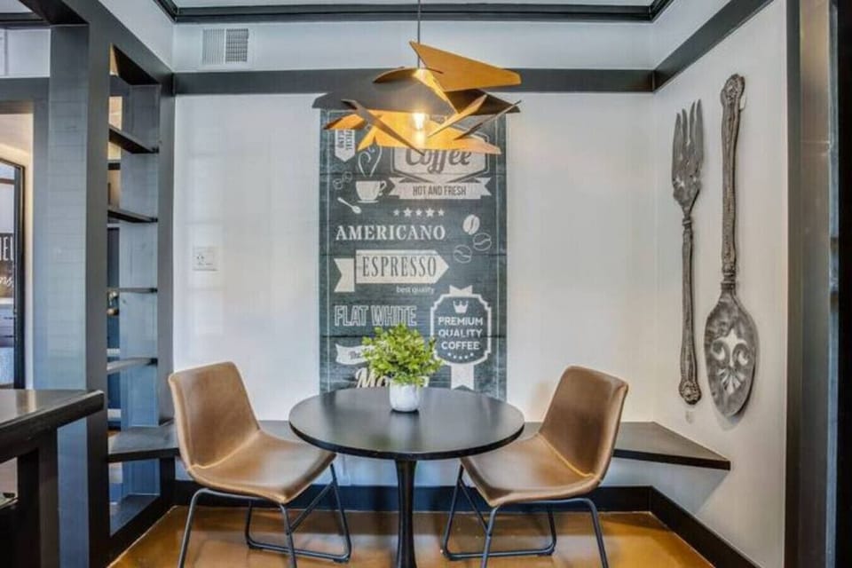 Small dining nook that is perfect for coffee or a quick meal.