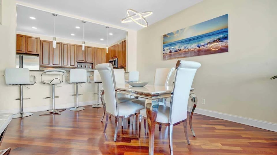Cozy dining setup perfect for shared meals or casual work sessions.