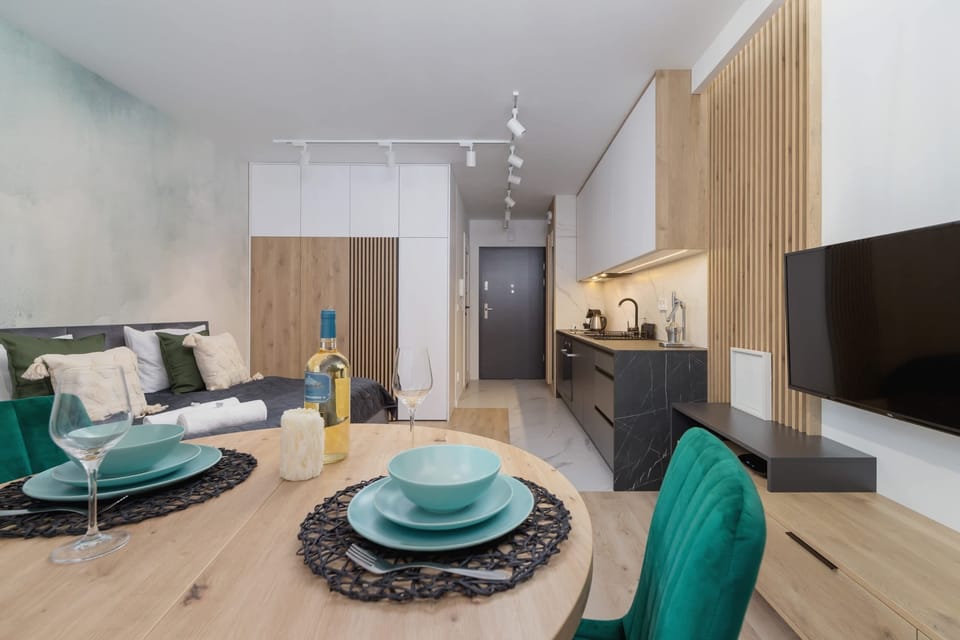 Dining table in the living room. 