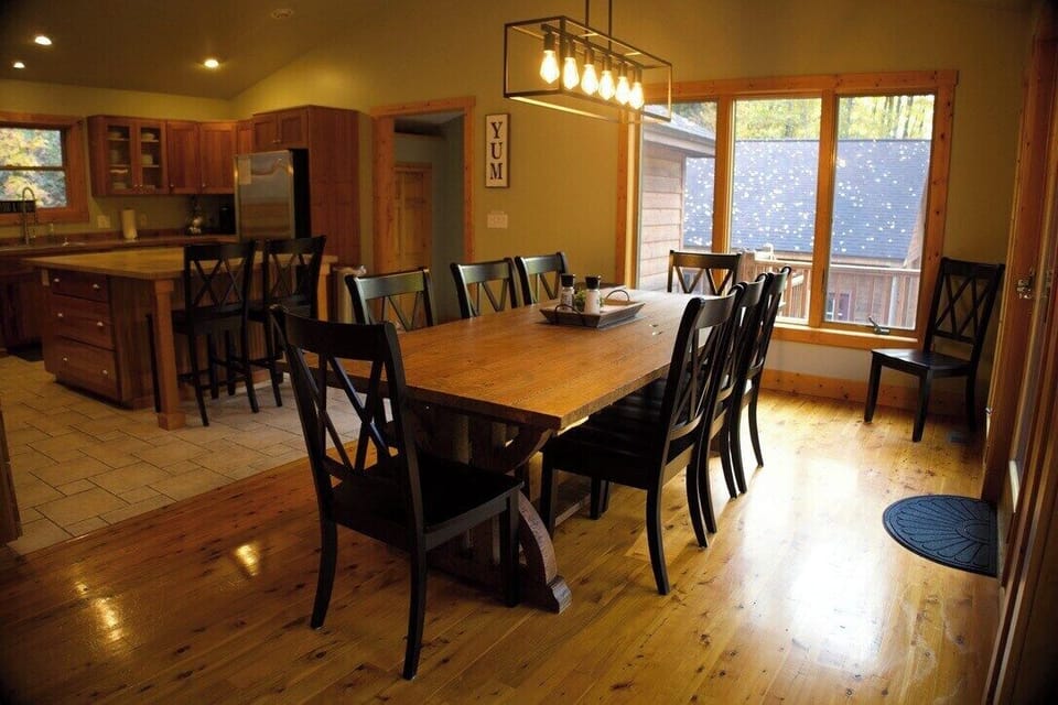 Large, open kitchen and dining area.  Windows overlook the serenity of the front yard.