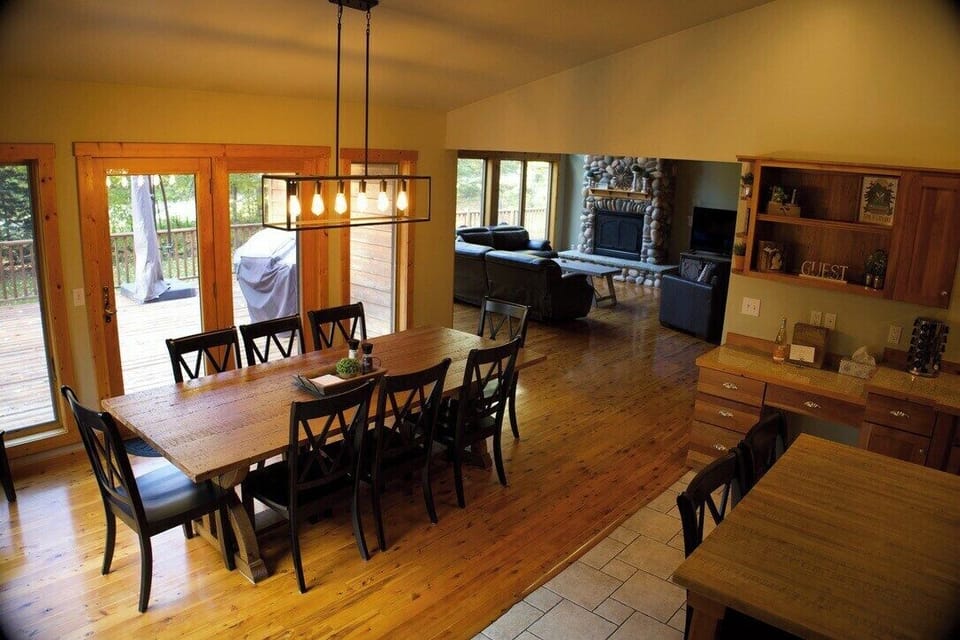 Dining table seats 8. 