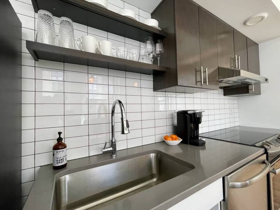 Coffee maker and dishes, along with all major appliances. 