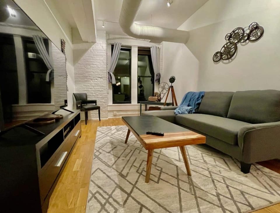 Living room space with small pullout sleeper sofa