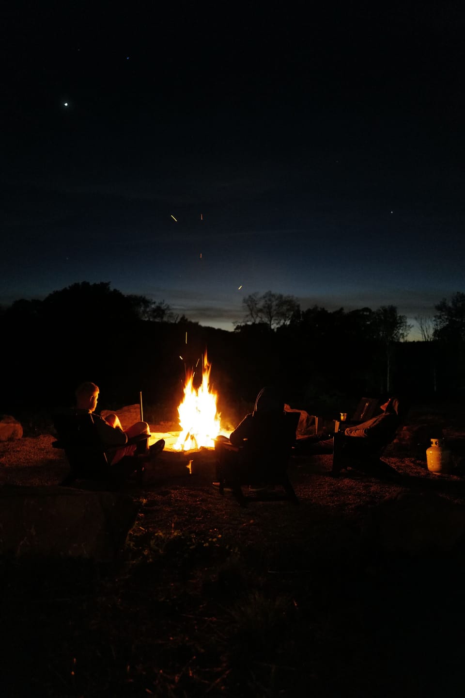 Hear the song of bull frogs at night and star gaze by fire