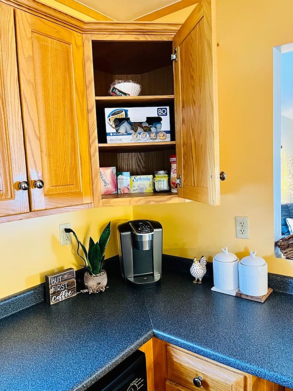 Coffee an Tea station we also have a drip coffee pot