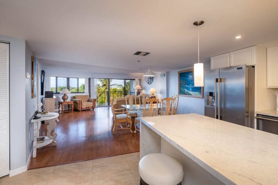 Kitchen, Dining Room and Living Room.