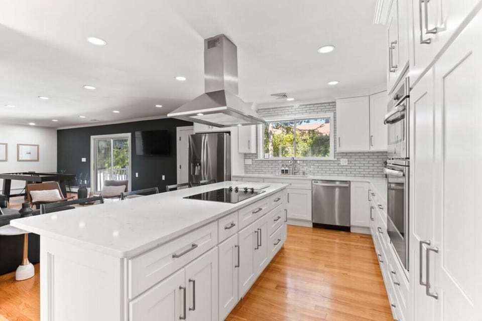 Fully equipped & renovated kitchen. Large island with seating for 4.
