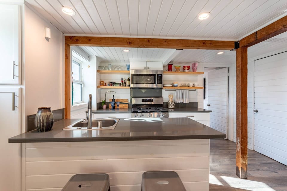 Large Kitchenette w island and bar stools