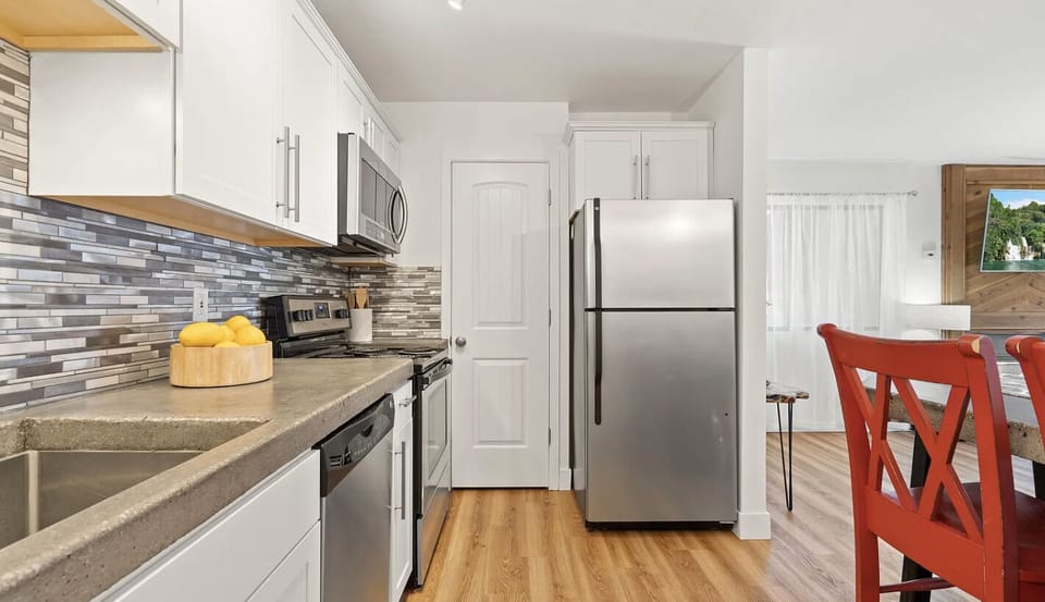 Full kitchen and open concept living