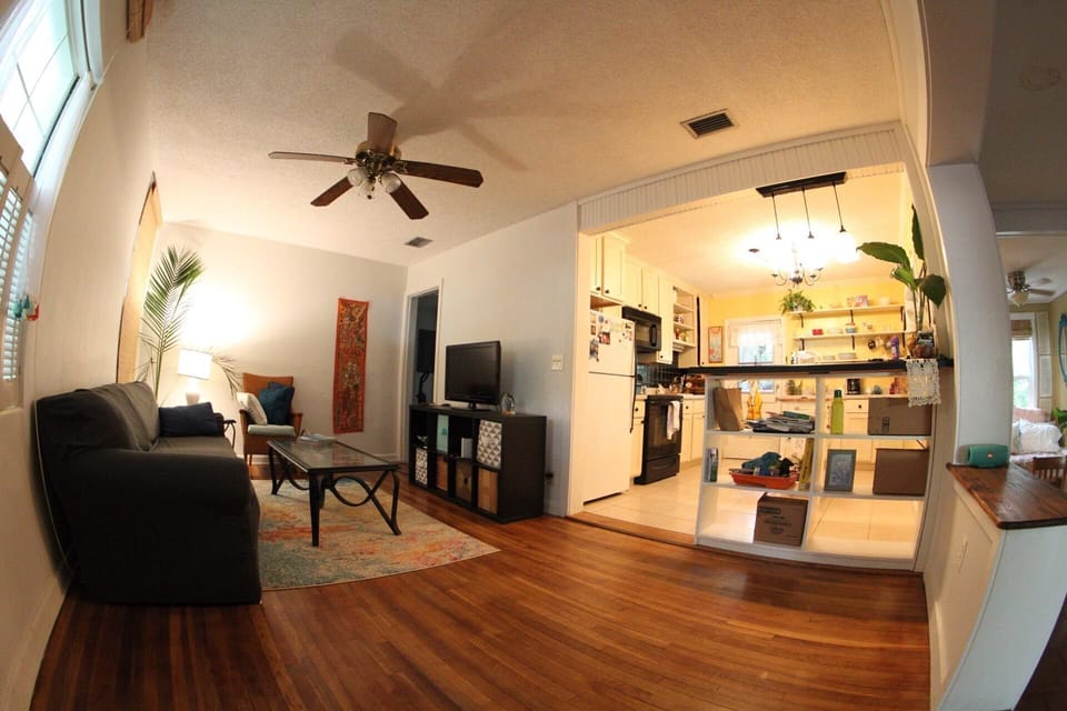 family room with kitchen 