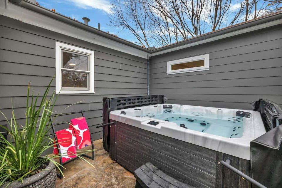 Relaxing and unwinding in the hot tub is pure bliss after a long day.