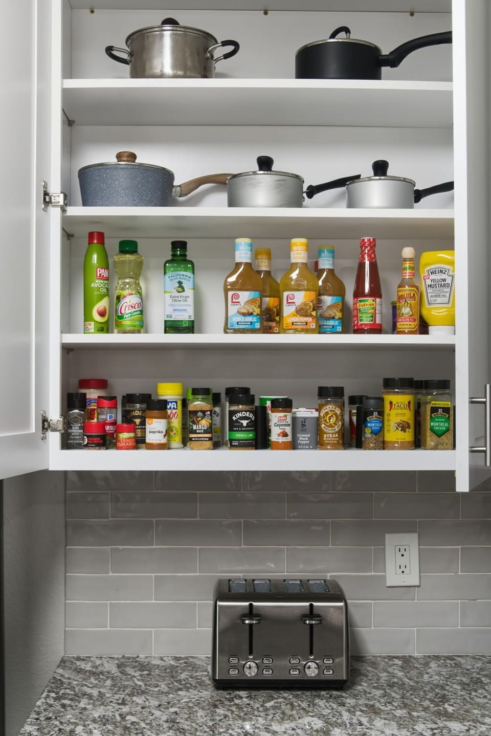 Fully stocked kitchen with everything you need for home-cooked meals.
