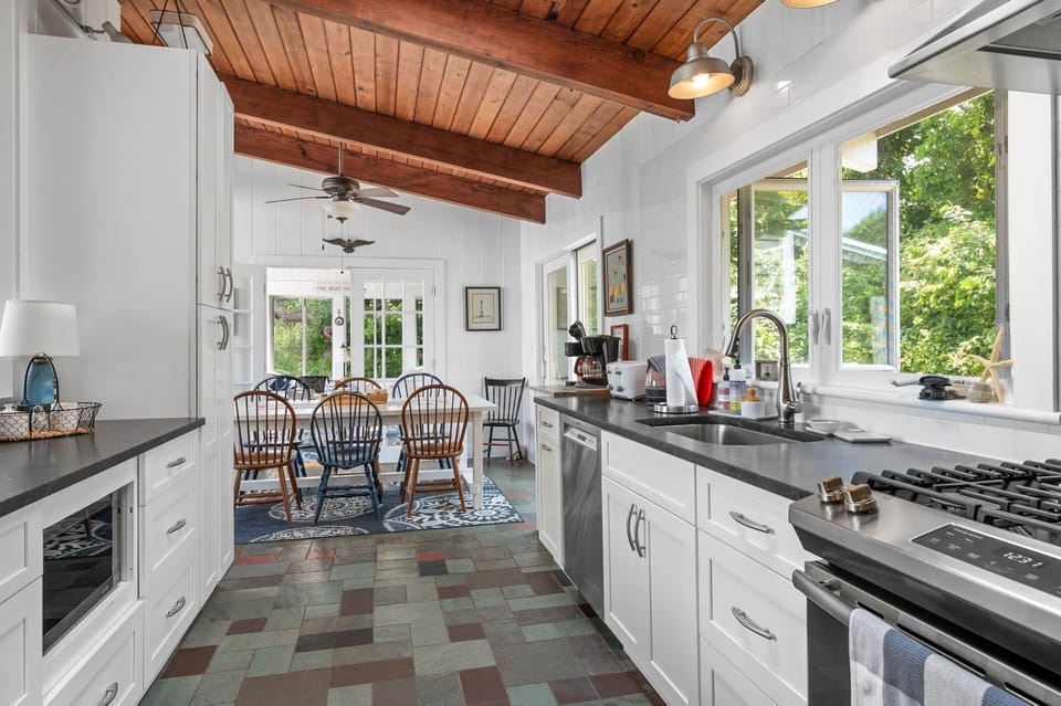 View of dining area from kitchen