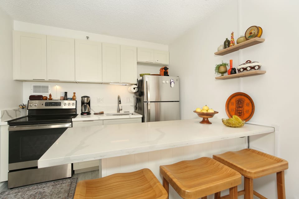 Kitchen with Bar Seating for 3