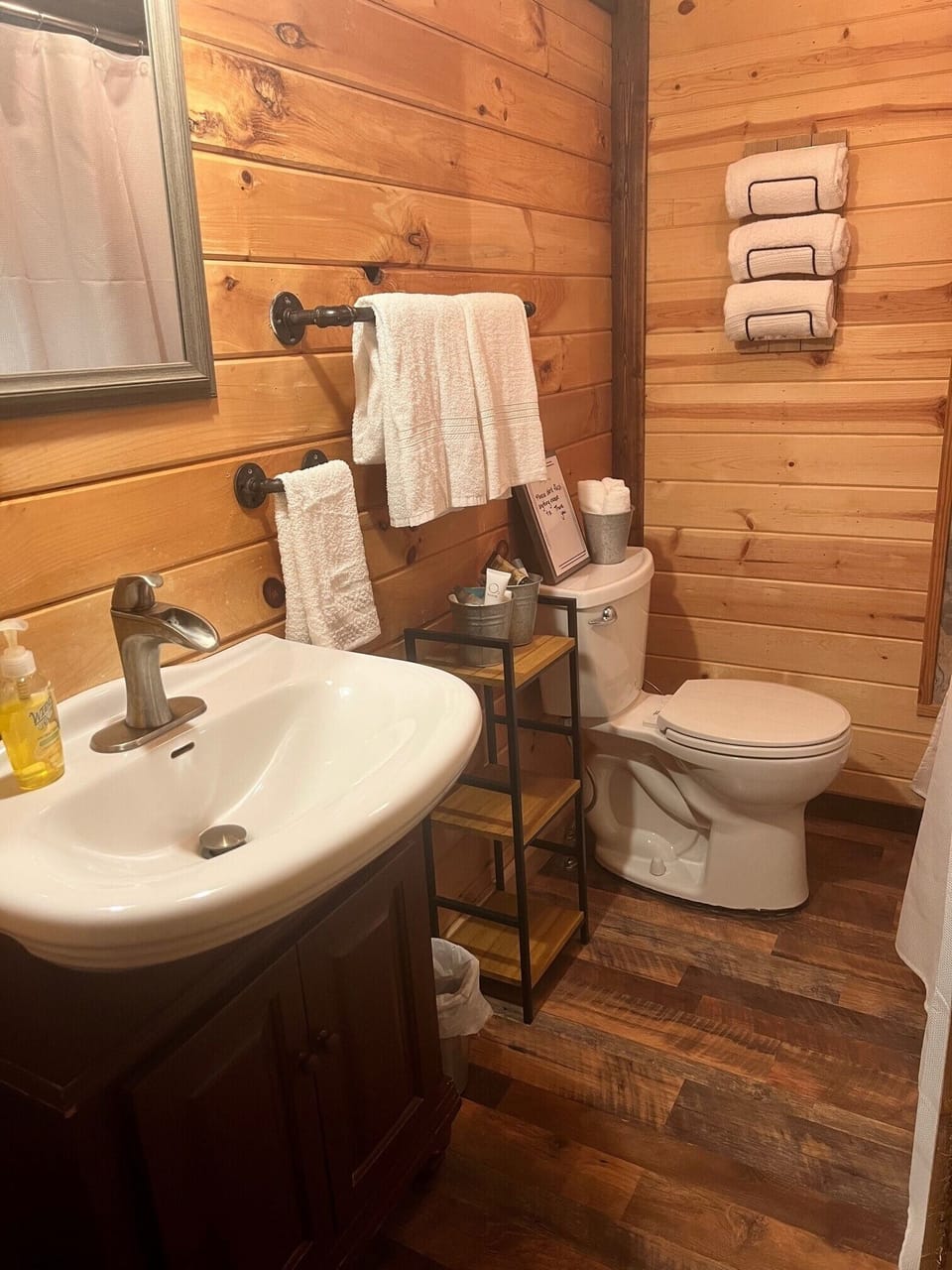 Full bathroom with toilettries for your use.