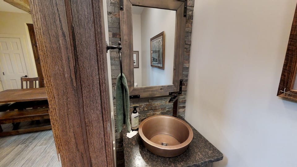 Indoors, Hardwood, Sink Faucet, Sink, Stained Wood