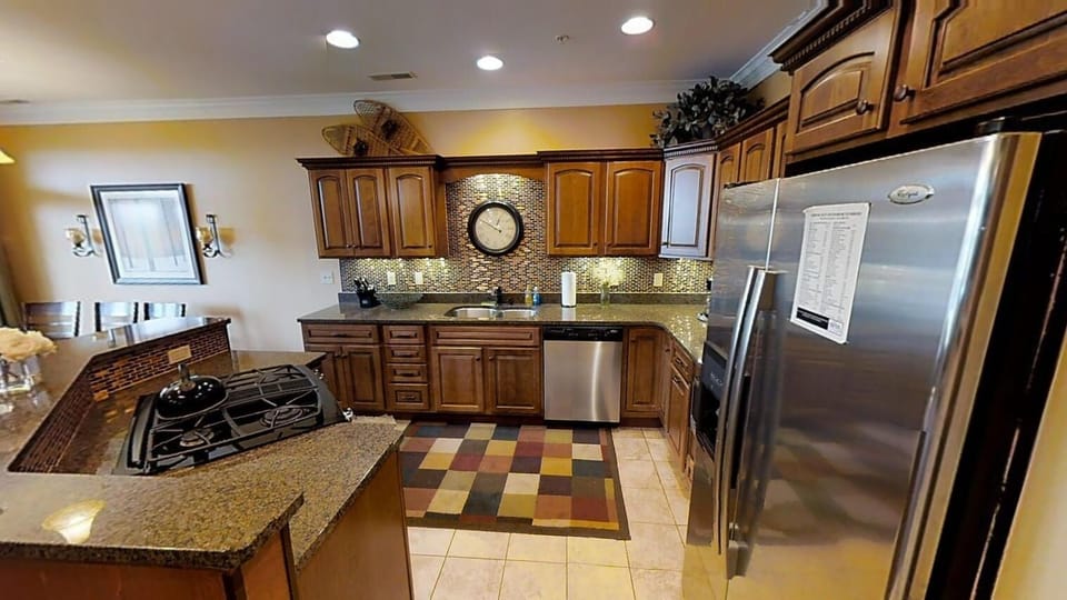 Indoors, Kitchen, Floor, Sink, Refrigerator