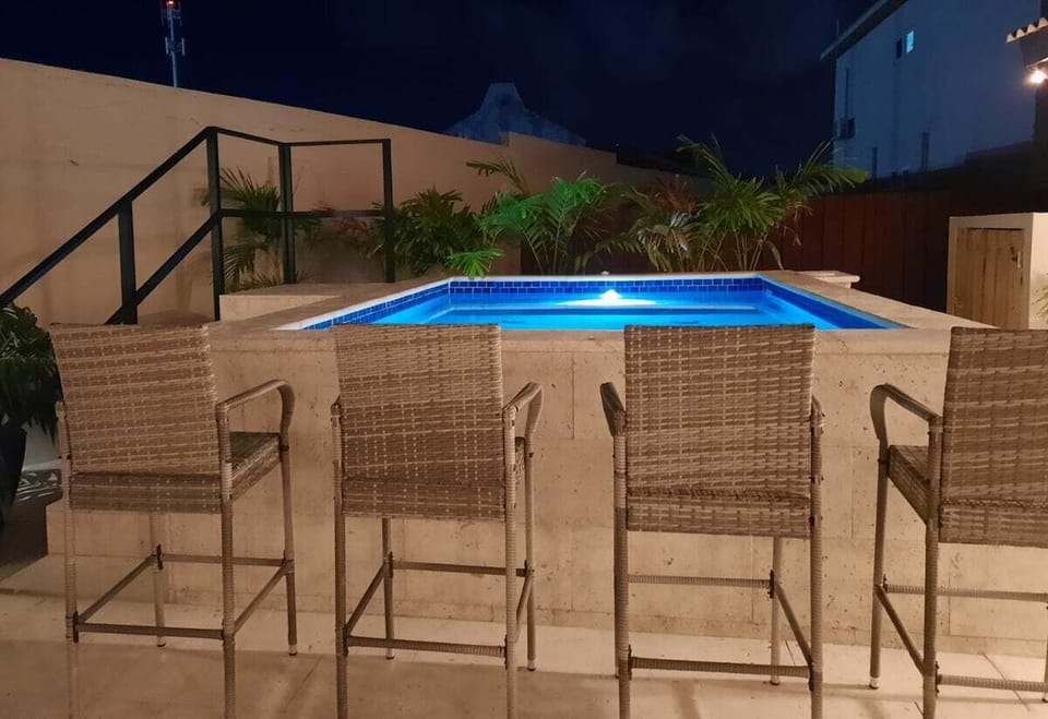 outdoor back yard with pool