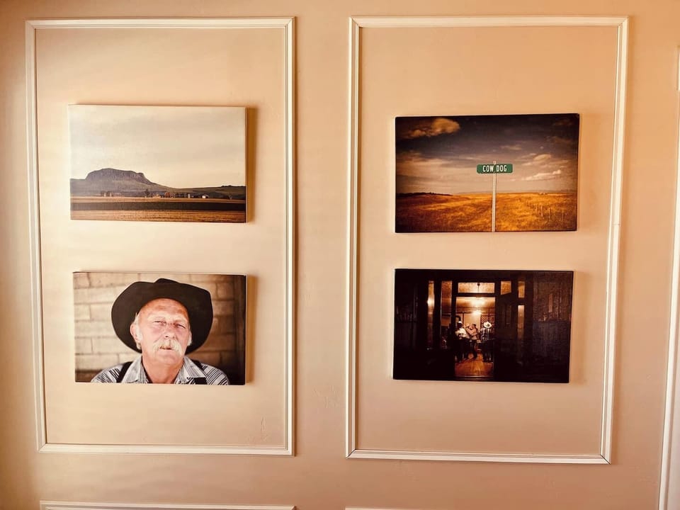 Shots of Montana line the walls in the Master Bedroom.