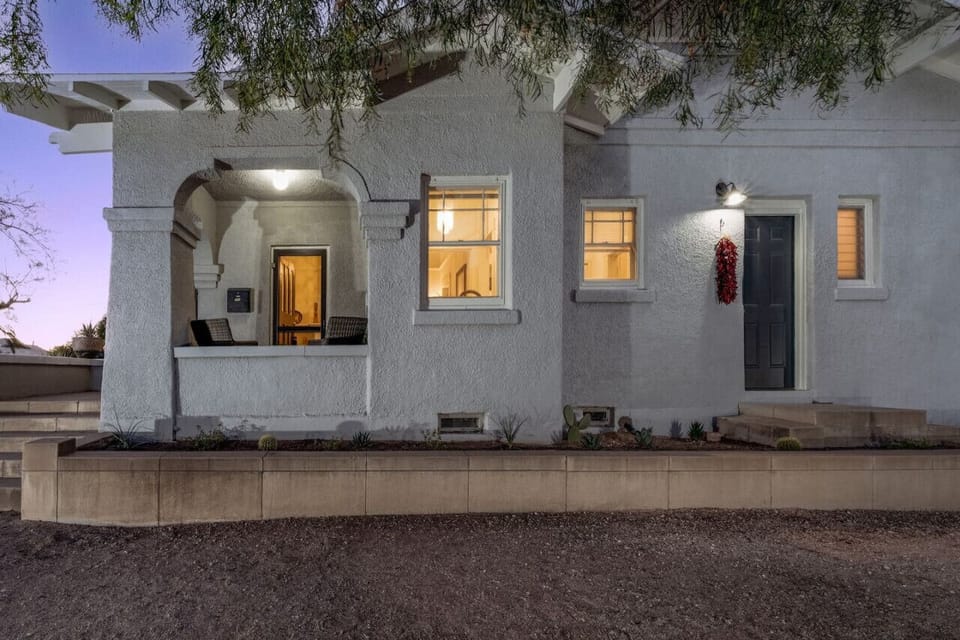 Exterior view of casita at dusk