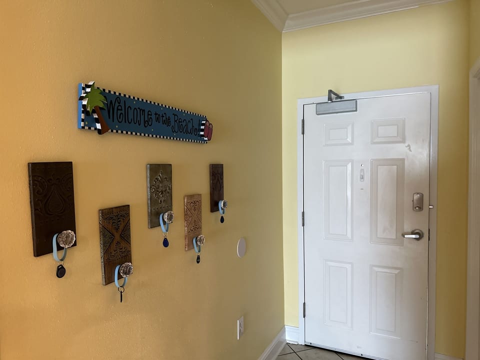 Precious row of hooks for storage!