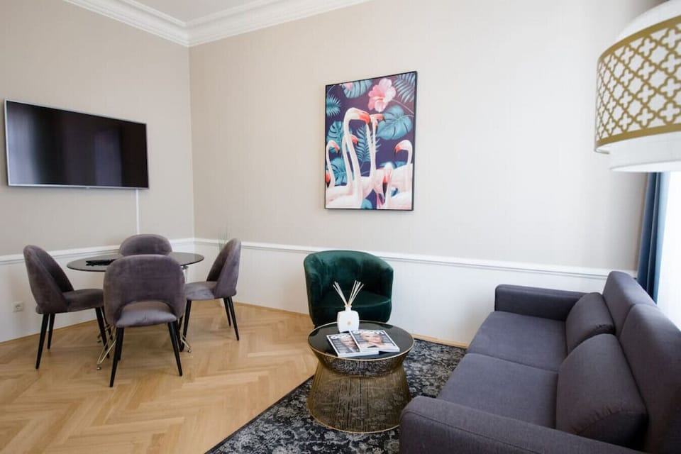 Living room with dining table