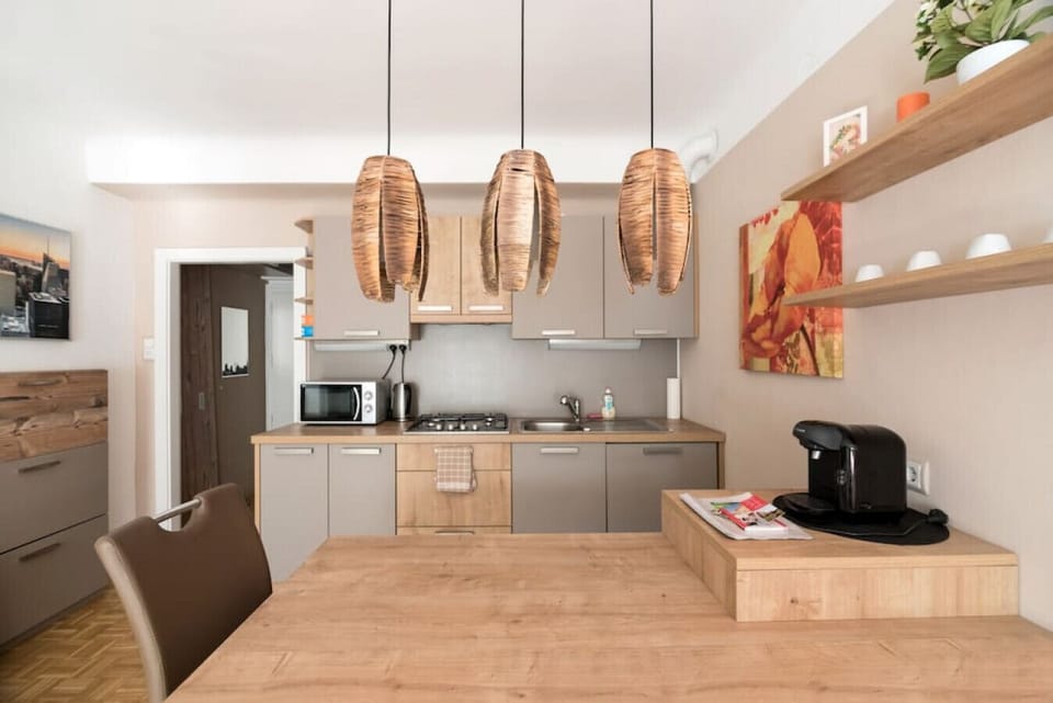 Kitchen with microwave