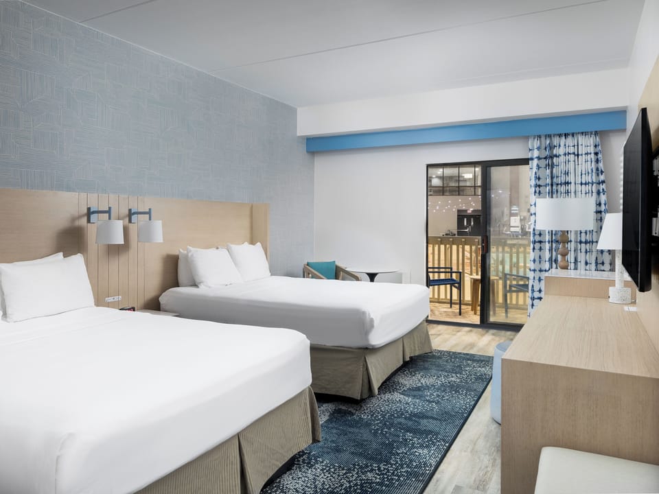 Room, 2 Queen Beds, Poolside | Hypo-allergenic bedding available, desk, laptop workspace