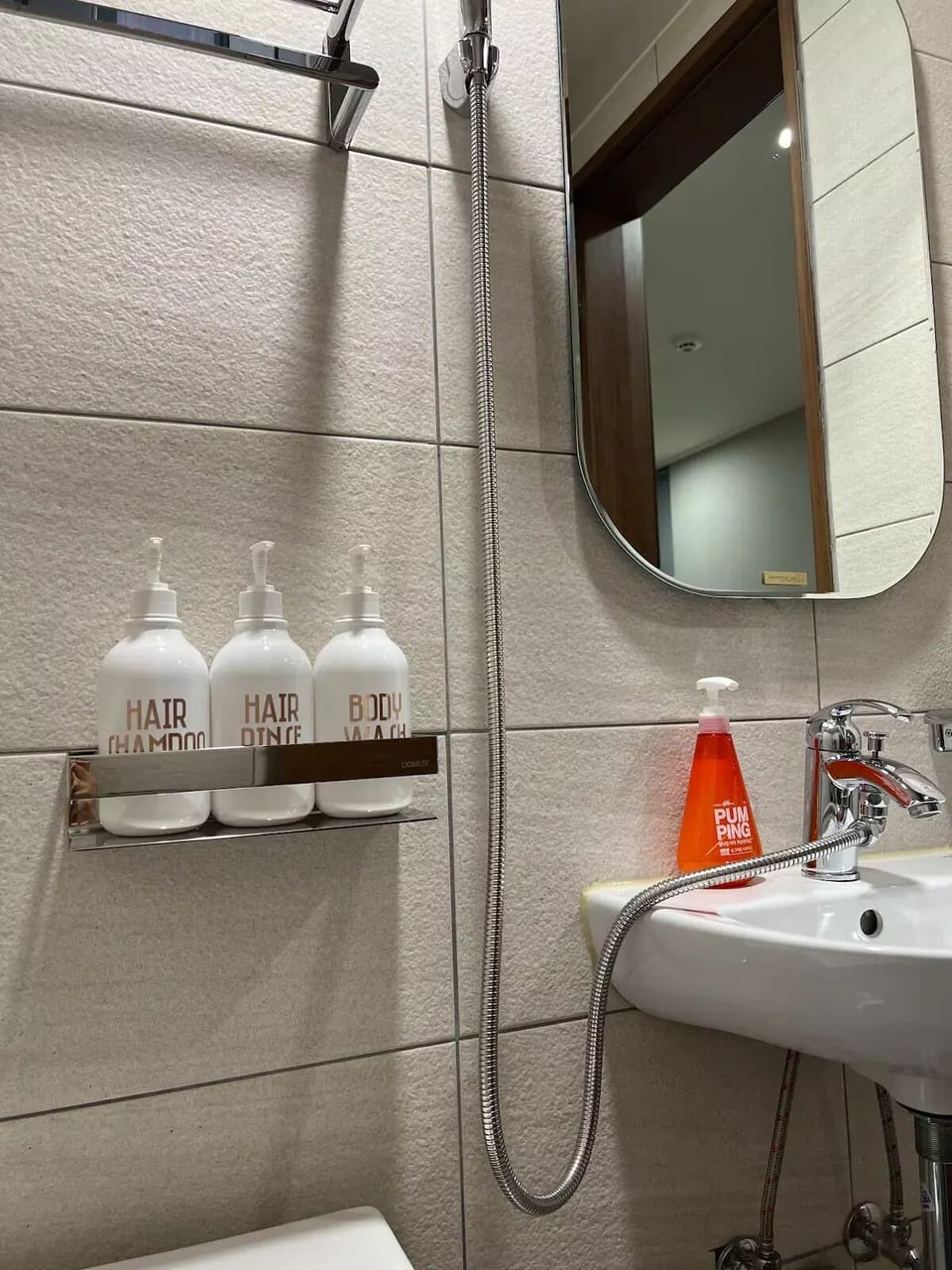 Shower, hair dryer, slippers, heated floors