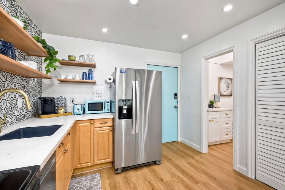 Powder room connected to kitchen
