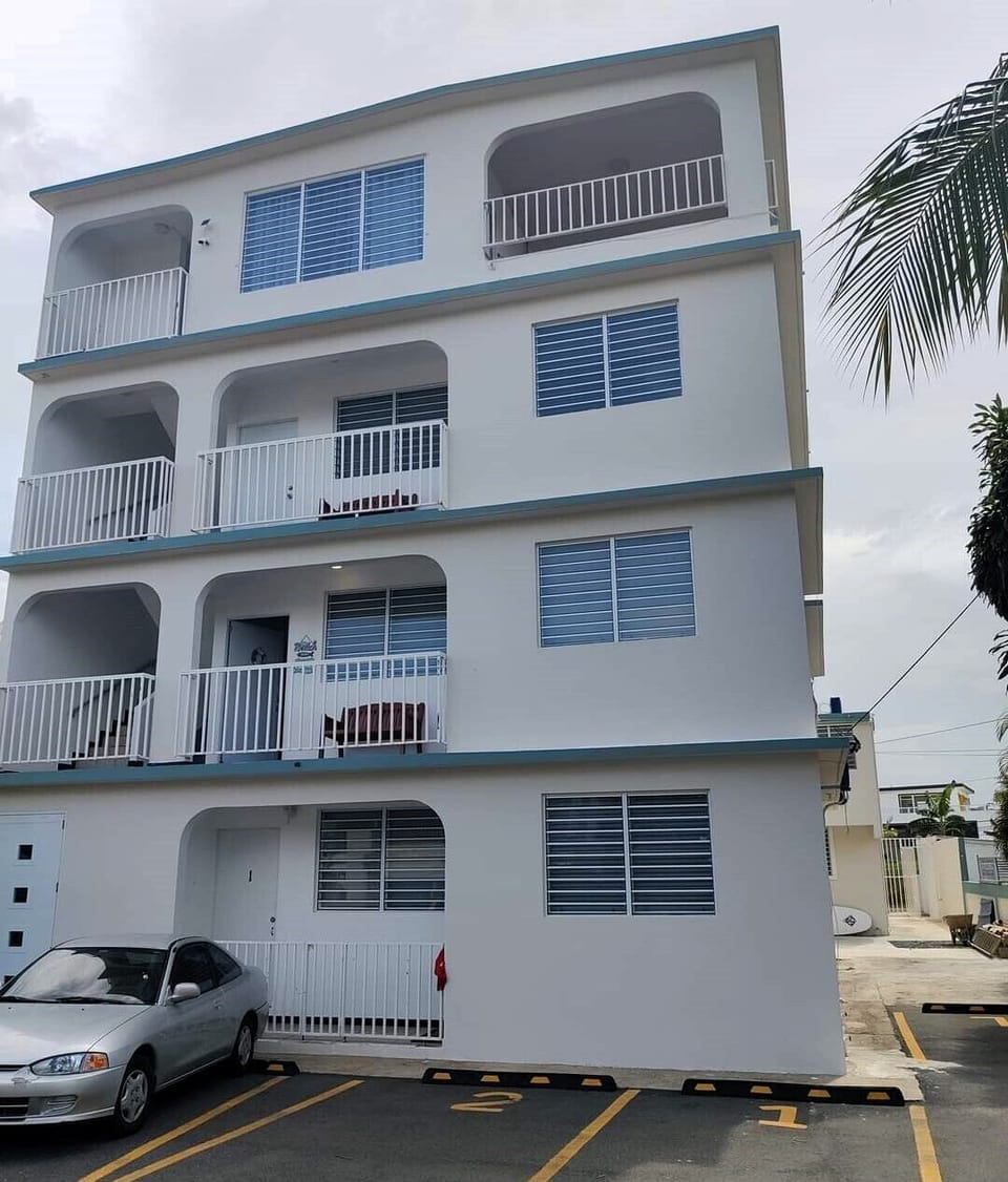 Building front and parking 
