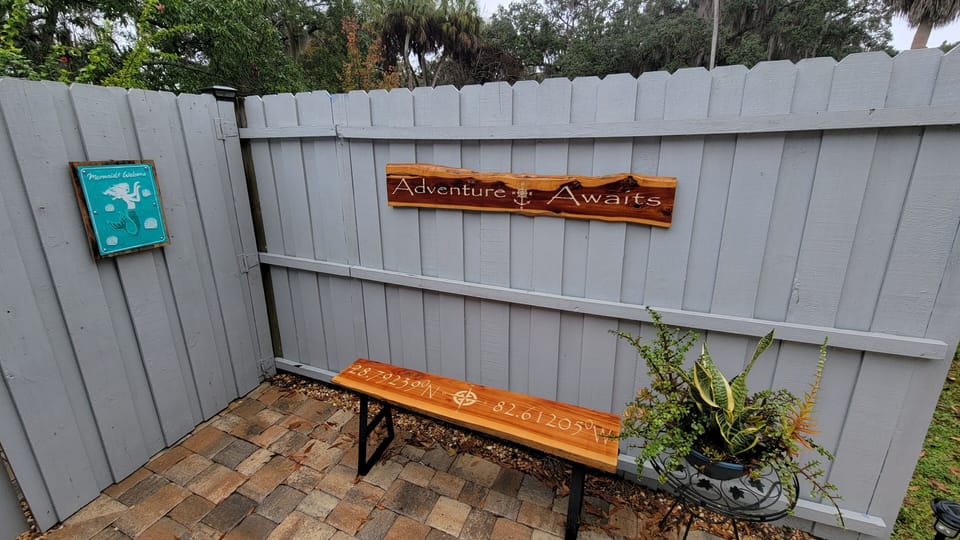 Back patio - entrance to outside shower!