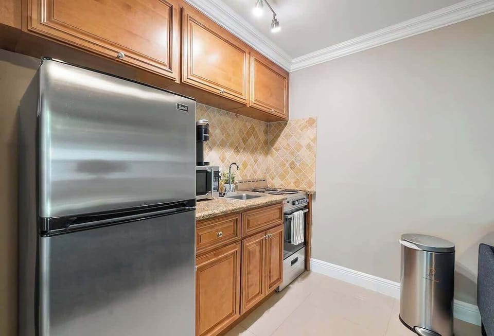The kitchen area is fully stocked with everything you need to make and enjoy a gourmet meal. We provide coffee, tea, sweeteners and creamers so you can start your morning right!