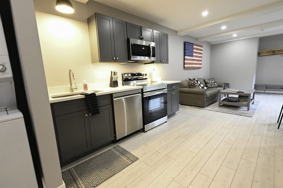 Plenty of space to cook. We have dishes, pots and pans, silverware, crock pot. 