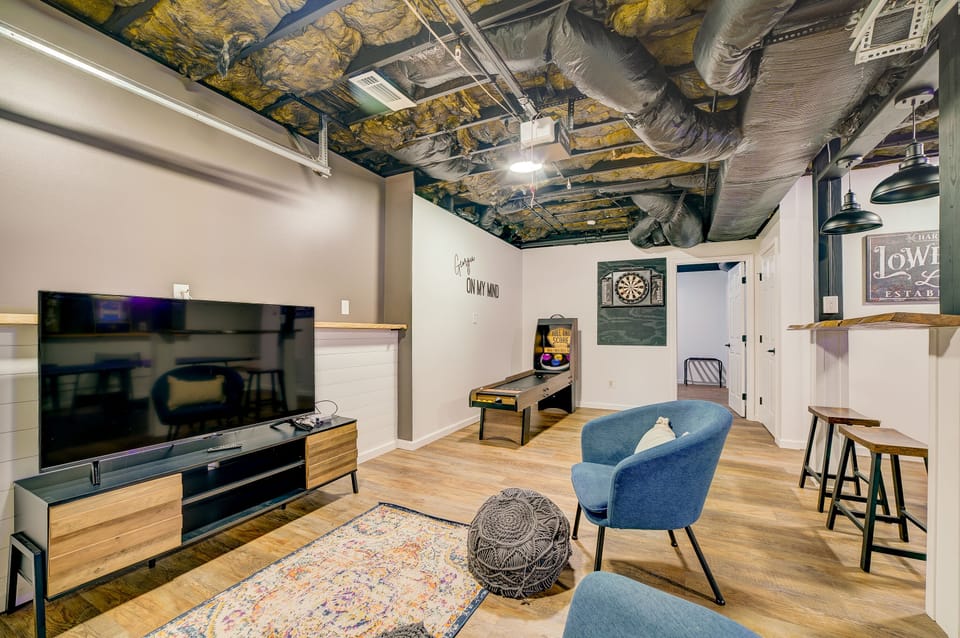 Game room on the basement level