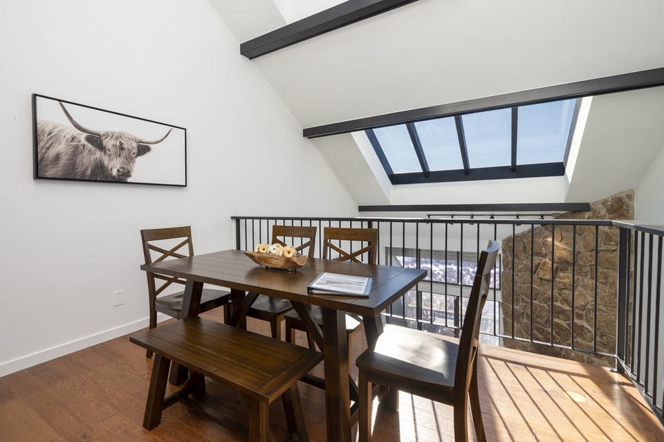 Dining room with huge skylights to see the views