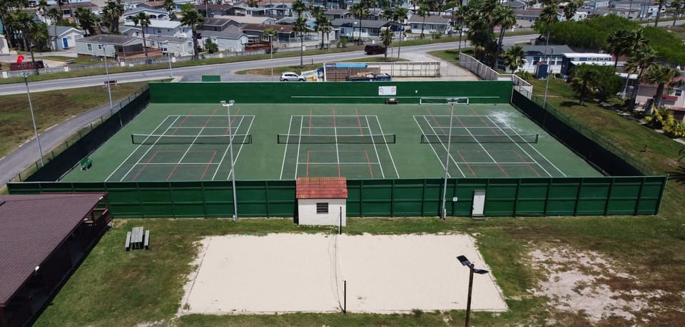 Play tennis, pickleball, and sand volleyball
