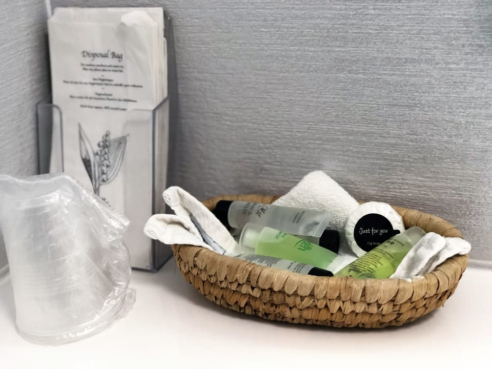 Free toiletries, hair dryer, towels