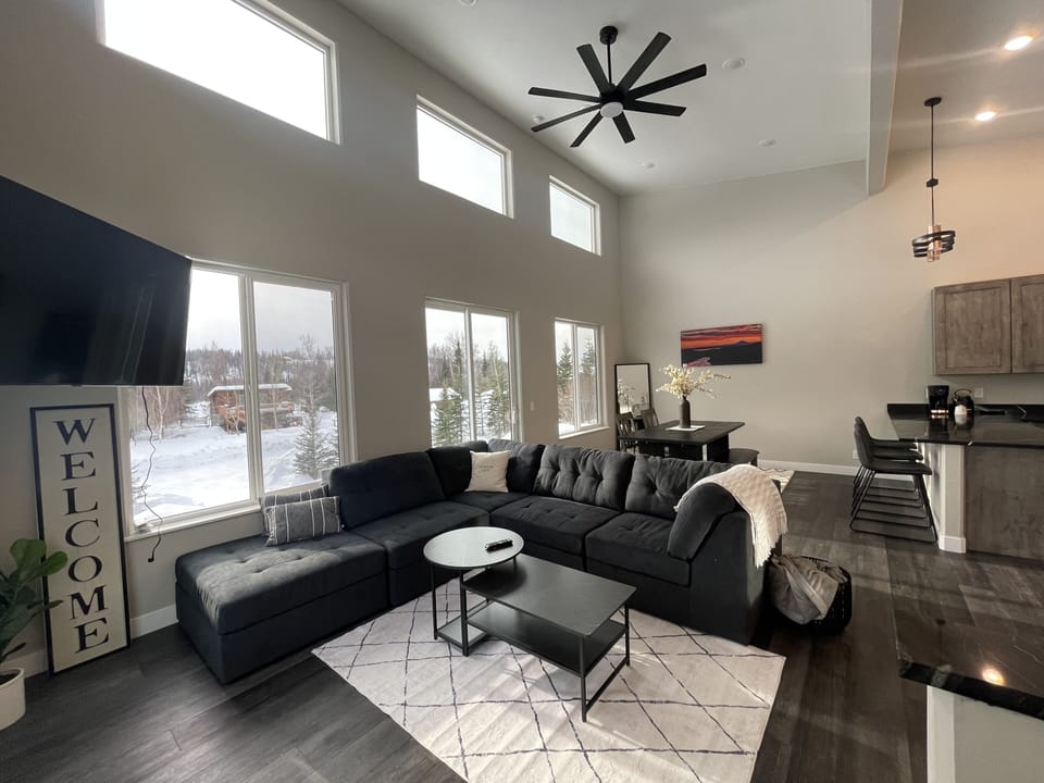 Living room with large sectional sofa 