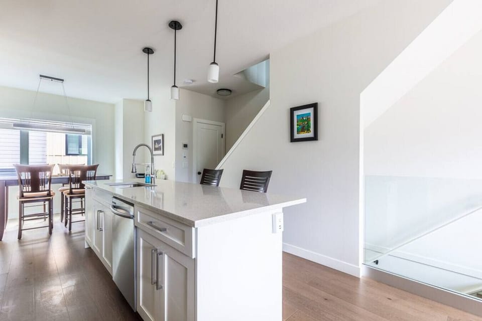 Another view of kitchen and dining area.
