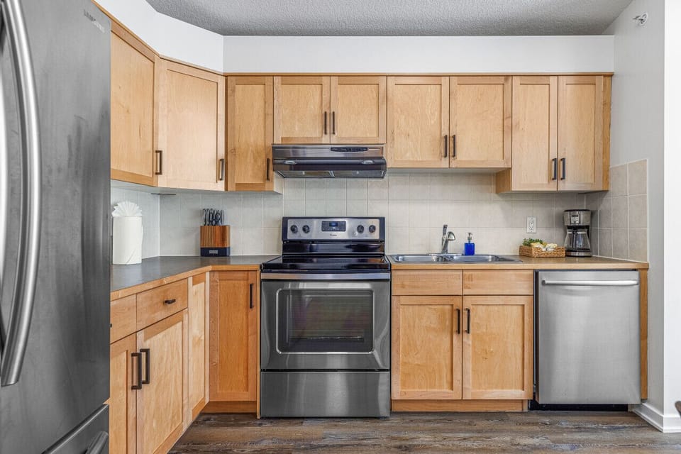 The kitchen comes fully stocked with everything you need to prepare meals
