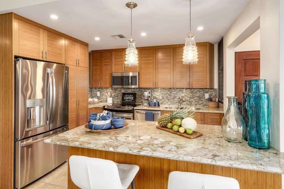 Spacious well-lit kitchen