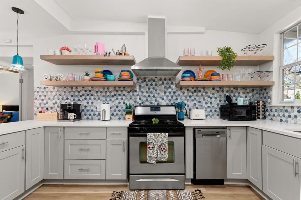 This kitchen is brand new, renovated in late 2022.  Fully loaded with everything that you need to whip up a feast!