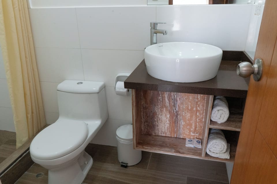 Standard Double Room | Bathroom | Shower, hair dryer (on request), towels, soap