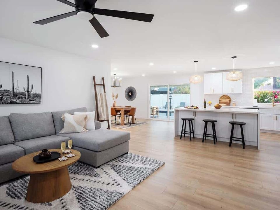 Inviting Open Floor Plan overlooking the Living Room, Kitchen and Dining Area.