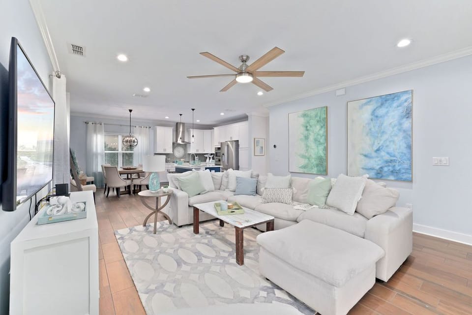 One of two spacious living areas designed for group gatherings