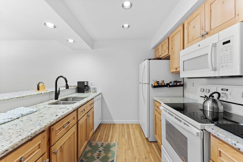 Full size kitchen with everything you need to prepare a meal away from home!